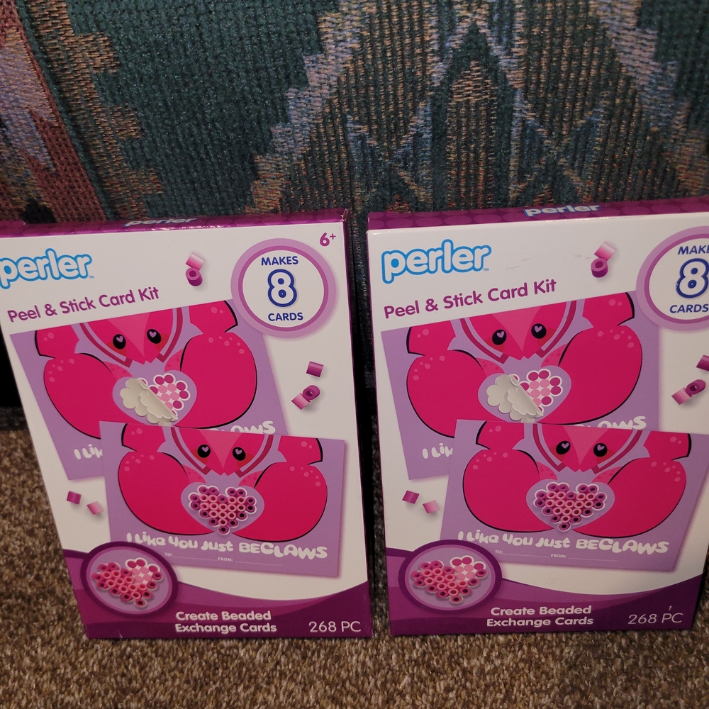 🏖Perler Peel & Stick Card Kit with Pink Crab Design 2 Boxes